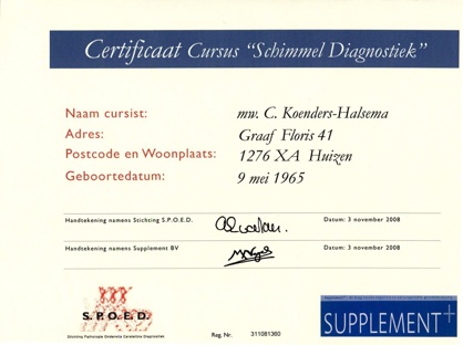 Certificaat Cursus Schimmel Diagnostiek